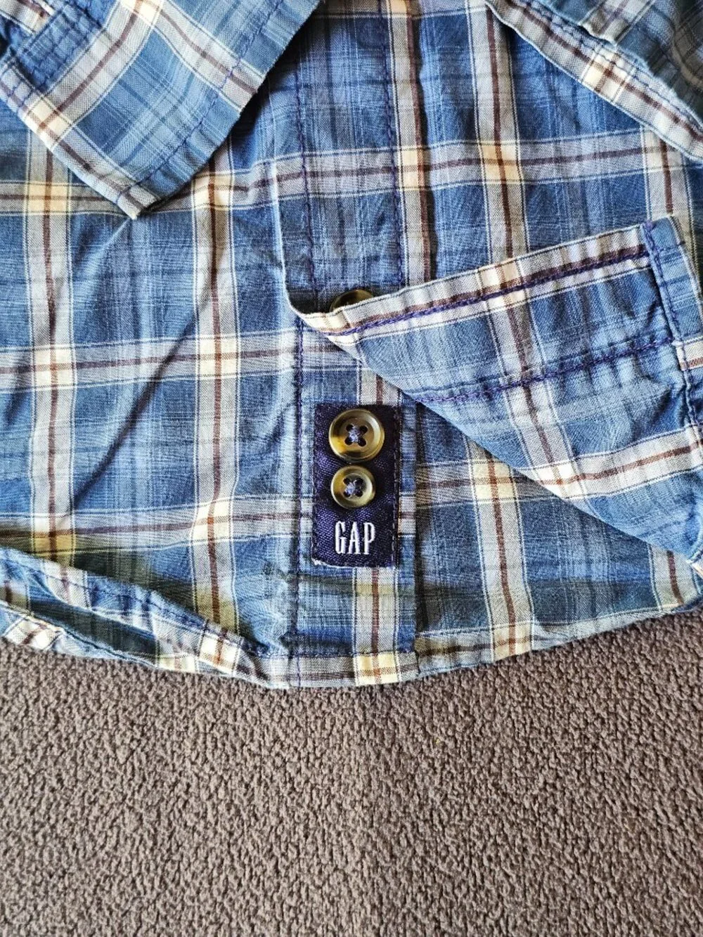 Baby Gap Boys 2T Blue Plaid Button Up Shirt Long Sleeve Preppy Toddler